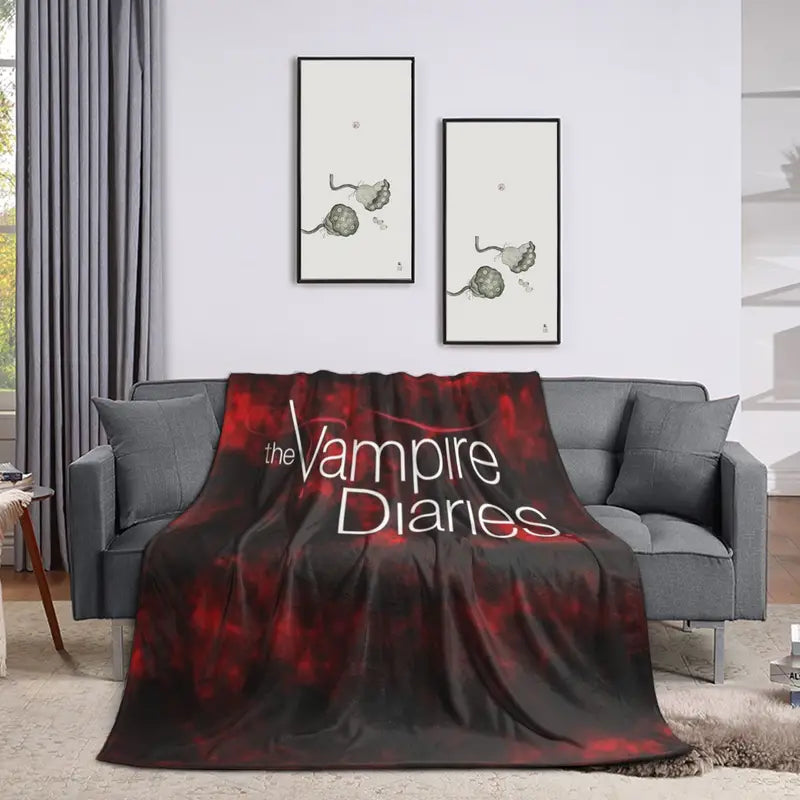 Vampire Diaries-Inspired Flannel Throw Blanket - Versatile for All Seasons