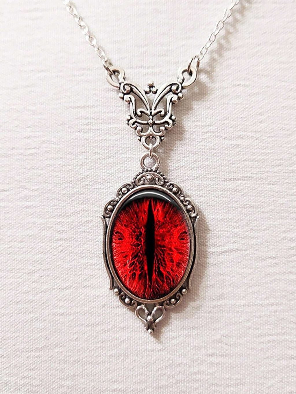 1pc Gothic Vintage Red Quartz Crystal Necklace Butterfly Necklace Vampire