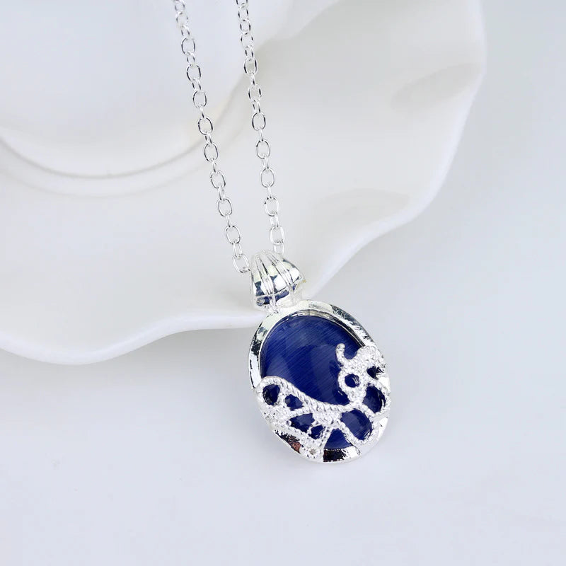 1pc Luxury & Elegant Blue Waterdrop Gemstoneherine  katherine pierce Necklace