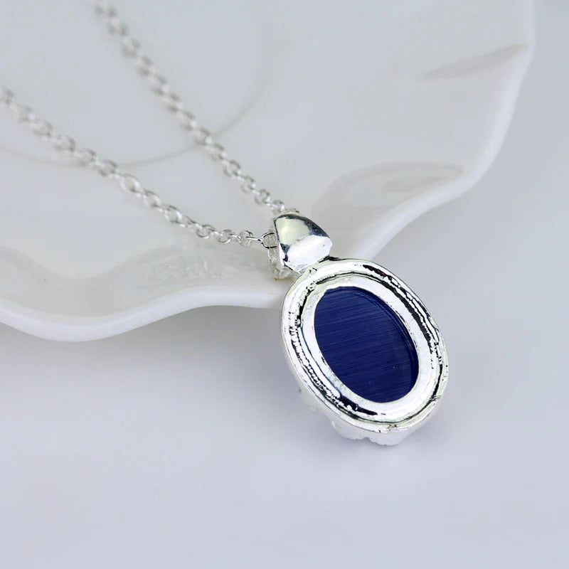 1pc Luxury & Elegant Blue Waterdrop Gemstoneherine  katherine pierce Necklace