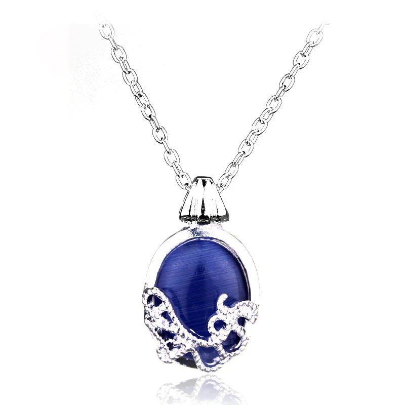 1pc Luxury & Elegant Blue Waterdrop Gemstoneherine  katherine pierce Necklace