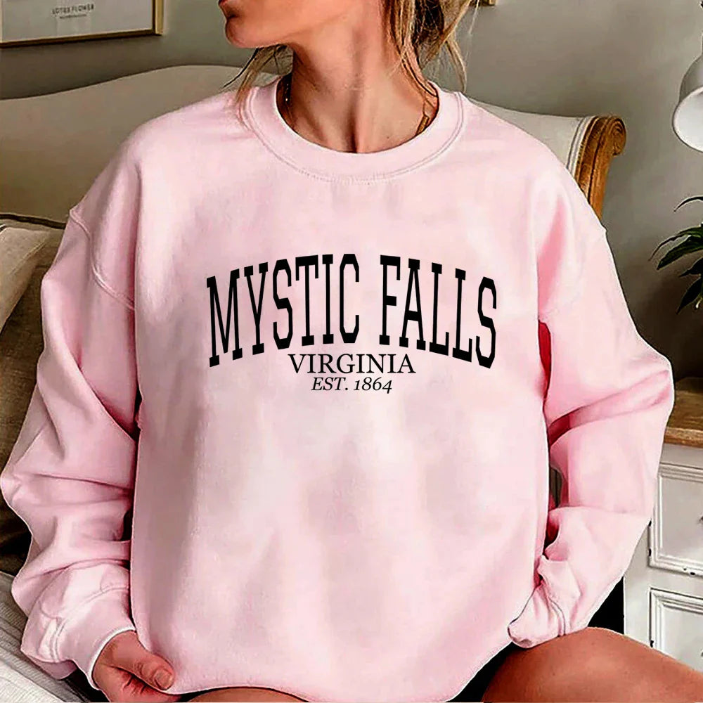 Women's Mystic Falls Printed Pullover Sweatshirt