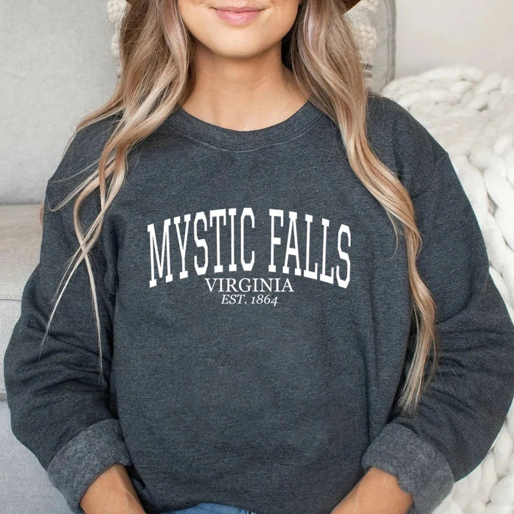 Women's Mystic Falls Printed Pullover Sweatshirt