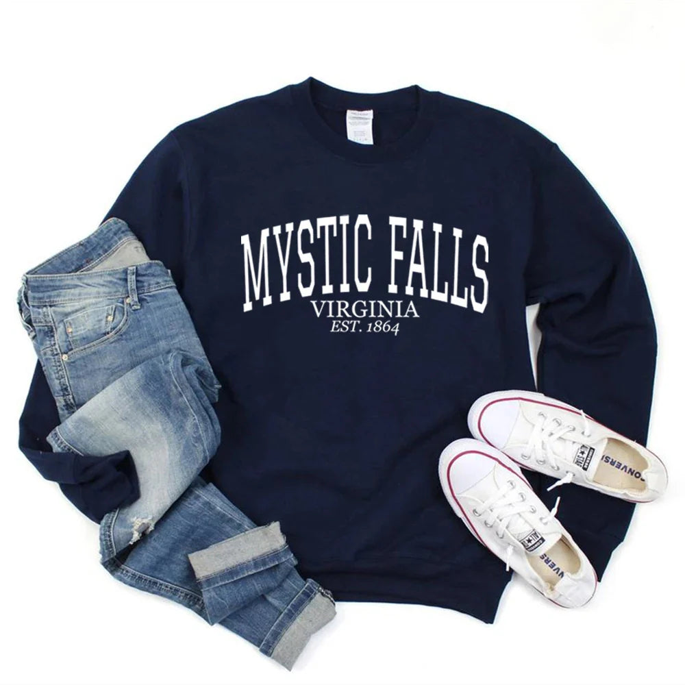 Women's Mystic Falls Printed Pullover Sweatshirt