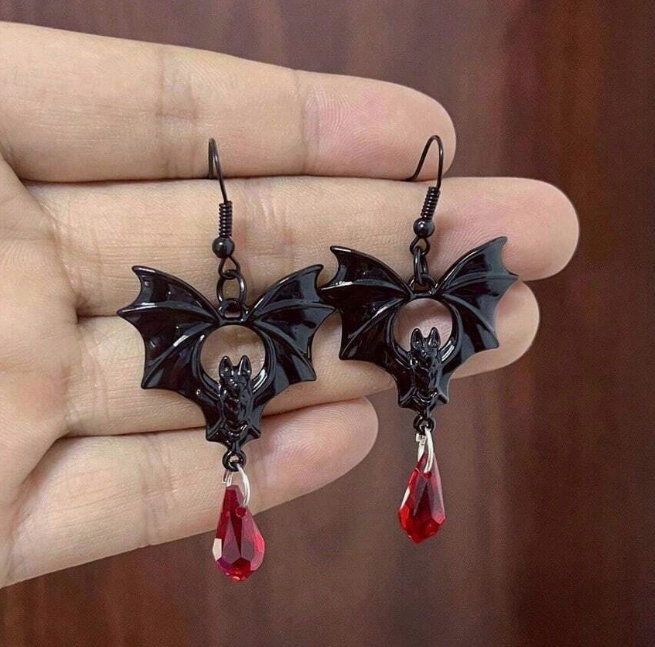 1 Pair Gothic Dark Vampire Bat Earrings For Women, Halloween