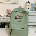 Casual Nylon Backpack with Vampire Diaries Print