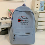 Casual Nylon Backpack with Vampire Diaries Print
