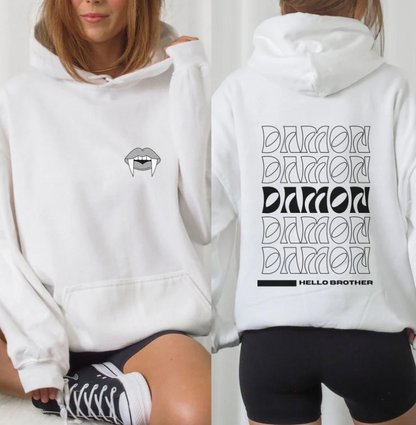 Damon Salvatore Letter Print Hoodie