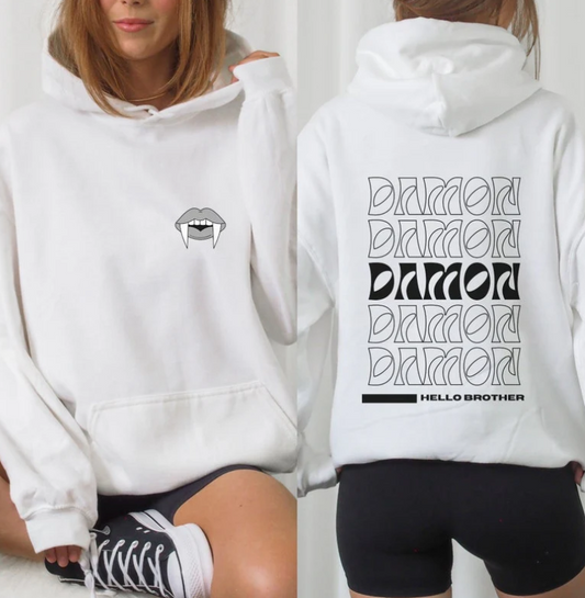 Damon Salvatore Letter Print Hoodie