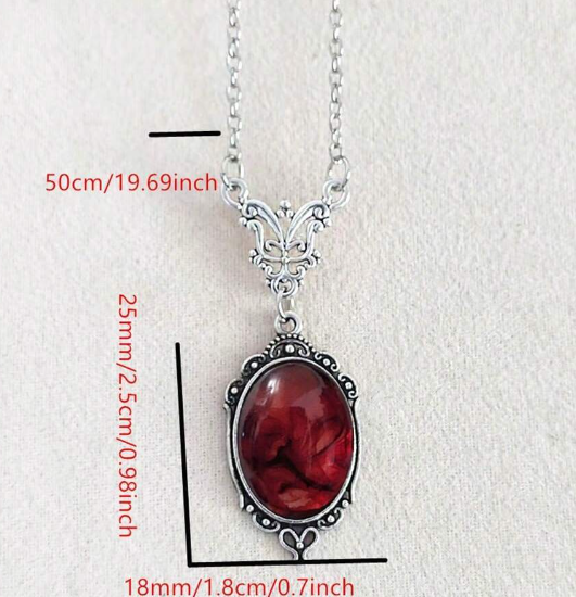 1pc Gothic Vintage Red Quartz Crystal Necklace Butterfly Necklace Vampire