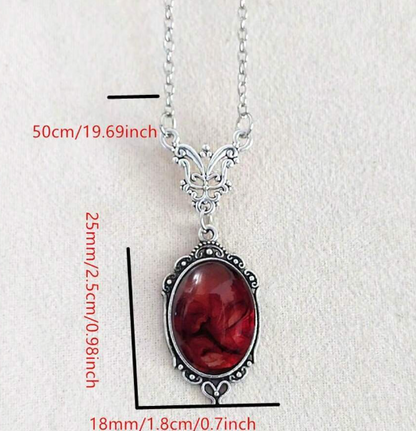 1pc Gothic Vintage Red Quartz Crystal Necklace Butterfly Necklace Vampire