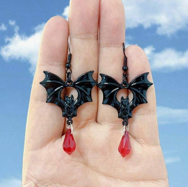 1 Pair Gothic Dark Vampire Bat Earrings For Women, Halloween