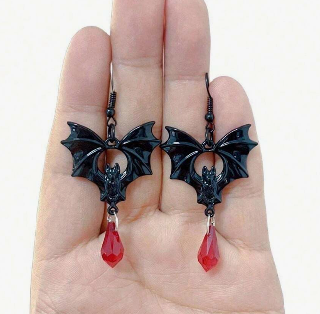 1 Pair Gothic Dark Vampire Bat Earrings For Women, Halloween