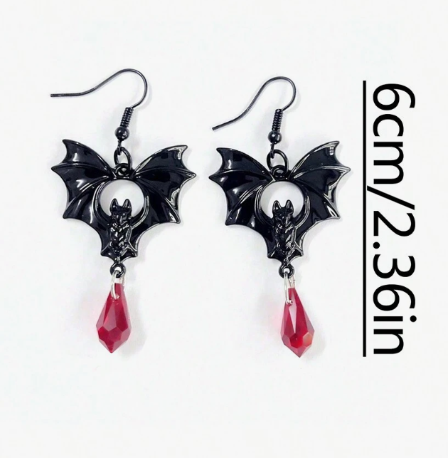 1 Pair Gothic Dark Vampire Bat Earrings For Women, Halloween