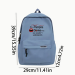 Casual Nylon Backpack with Vampire Diaries Print