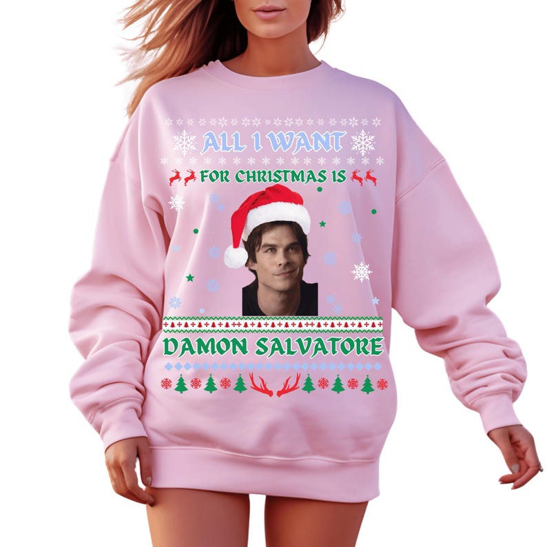 All I Want For Christmas Is Damon Salvatore, Vampire Diaries Sweatshirt,
