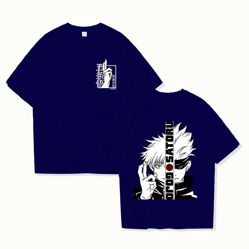 Satoru Gojo Print T-shirt Unisex Loose Short Sleeve Round Neck