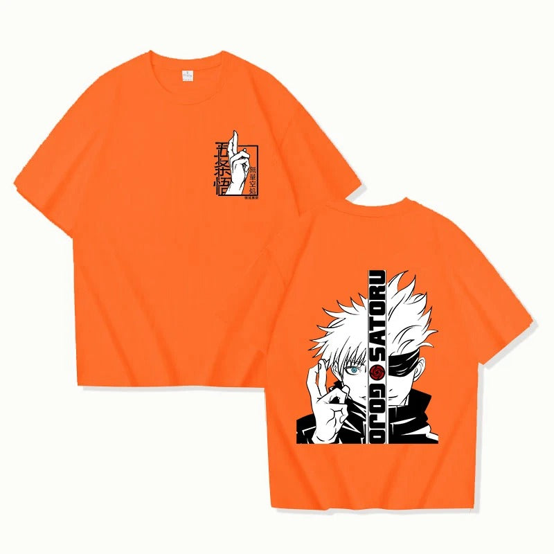 Satoru Gojo Print T-shirt Unisex Loose Short Sleeve Round Neck