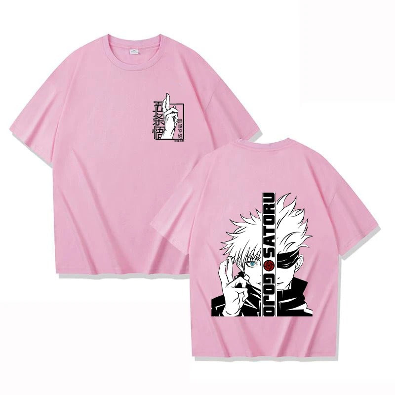 Satoru Gojo Print T-shirt Unisex Loose Short Sleeve Round Neck