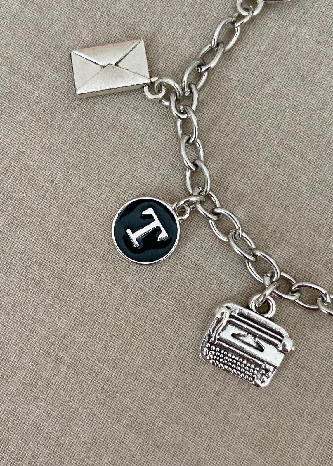 Taylor Swift The Tortured Poets Department Album Inspired Antique Silvery Charm Bracelet