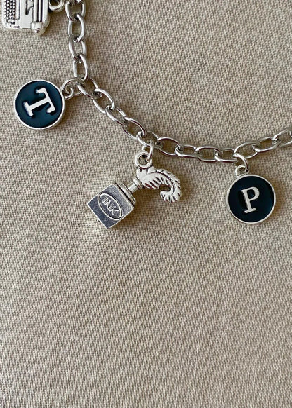 Taylor Swift The Tortured Poets Department Album Inspired Antique Silvery Charm Bracelet