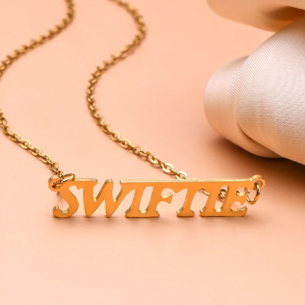 Stainless Steel Taylor Swift Gold Plated Nameplate Pendant Jewelry For Fans