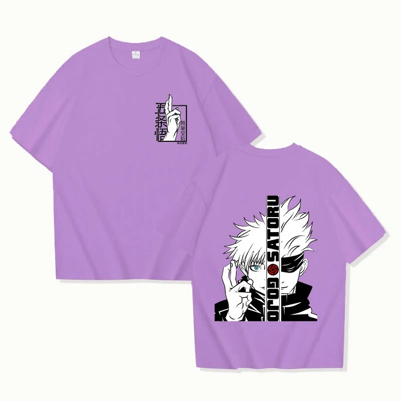 Satoru Gojo Print T-shirt Unisex Loose Short Sleeve Round Neck
