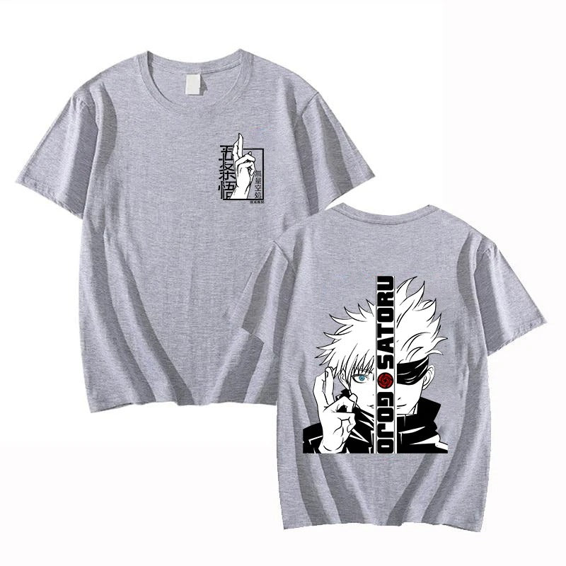 Satoru Gojo Print T-shirt Unisex Loose Short Sleeve Round Neck